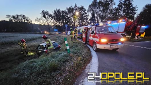 DK45: 67-latek z dwoma promilami wjechał do rowu