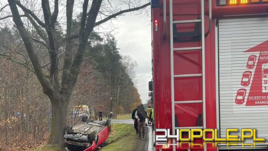 Chciał wyprzedzić, a skończył w rowie. Wypadek w Grębiszowie. Jedna osoba w szpitalu