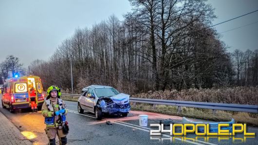 Praszka: auto wylądowało w betonowym ogrodzeniu. 6-latka zabrana do szpitala