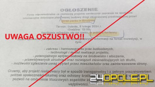 GDDKiA ostrzega przed fałszywymi spotkaniami informacyjnymi odnośnie budowy S11